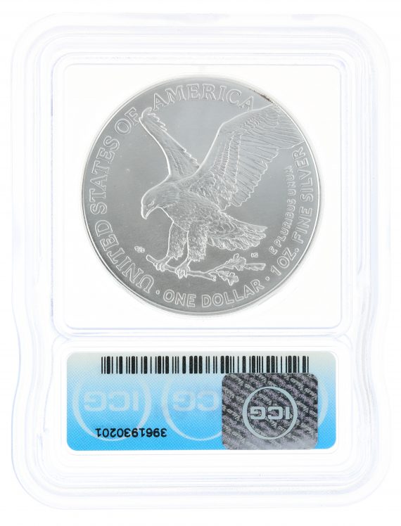 2021 Silver Eagle MS70 Type 2 ICG S$1 Initial Release Coin