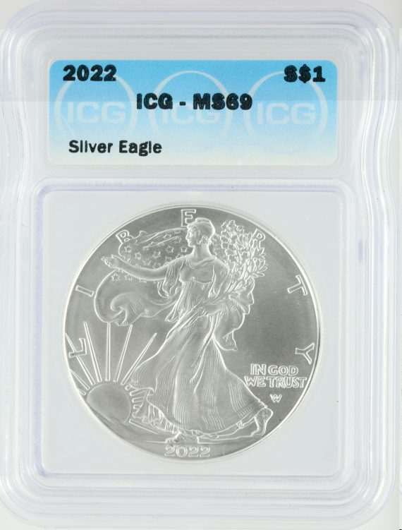 2022 Silver Eagle MS69 ICG S$1 obv