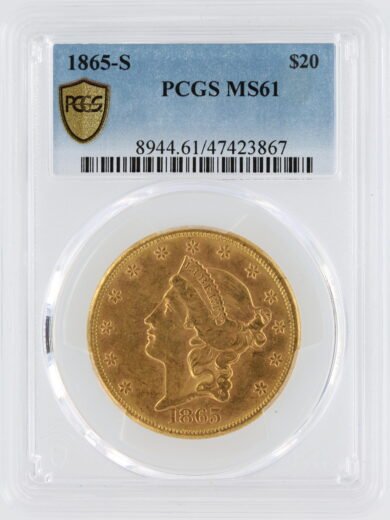 1865-S PCGS MS61 $20 23867-obv