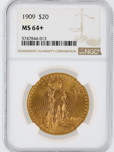 1909 Saint Gaudens NGC MS64+ $20 44013 obv
