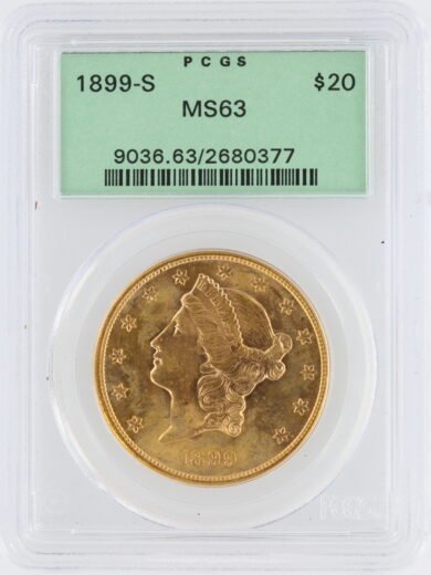 1899-S PCGS MS63 $20 80377-obv