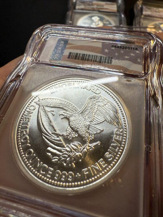 1985 Engelhard ICG MS69 Silver Prospector 1oz Flag Tag - Image 3
