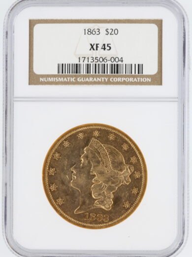 1863 Civil War Era Double Eagle NGC XF45 $20 Liberty Head