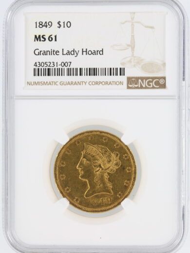 1849 Gold Eagle NGC MS61 Granite Lady Hoard $10 Liberty Head
