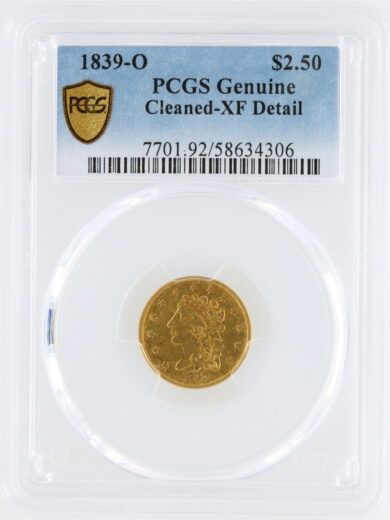 1839-O Quarter Eagle PCGS Genuine Cleaned-XF Detail $2.50 Classic Head