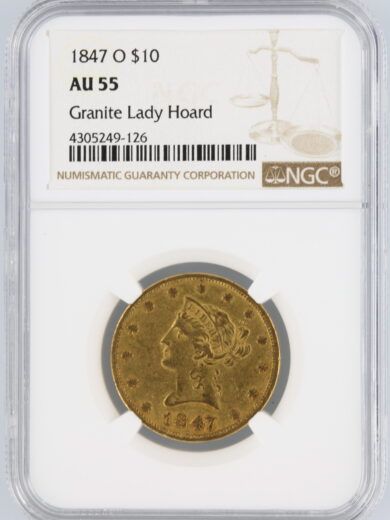 1847-O Gold Eagle NGC AU55 Granite Lady Hoard $10 Liberty Head