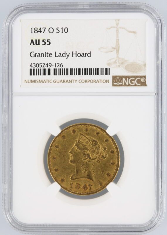 1847-O Gold Eagle NGC AU55 Granite Lady Hoard $10 Liberty Head