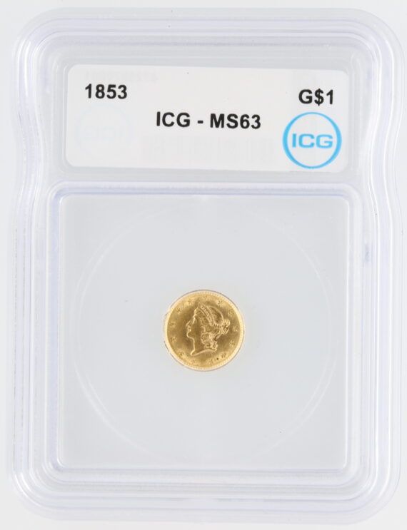 1853 Type 1 Gold Dollar ICG MS63 G$1 Liberty Head