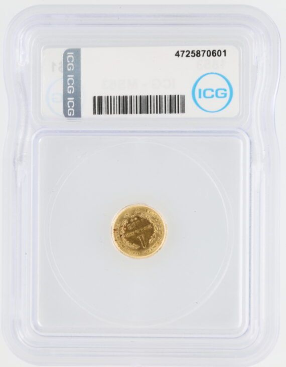 1853 Type 1 Gold Dollar ICG MS63 G$1 Liberty Head - Image 3