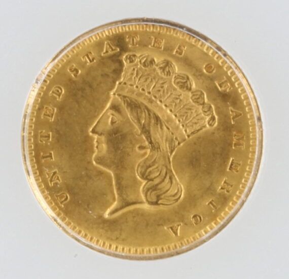 1874 Type 3 Gold Dollar ICG MS62 G$1 Large Head - Image 2