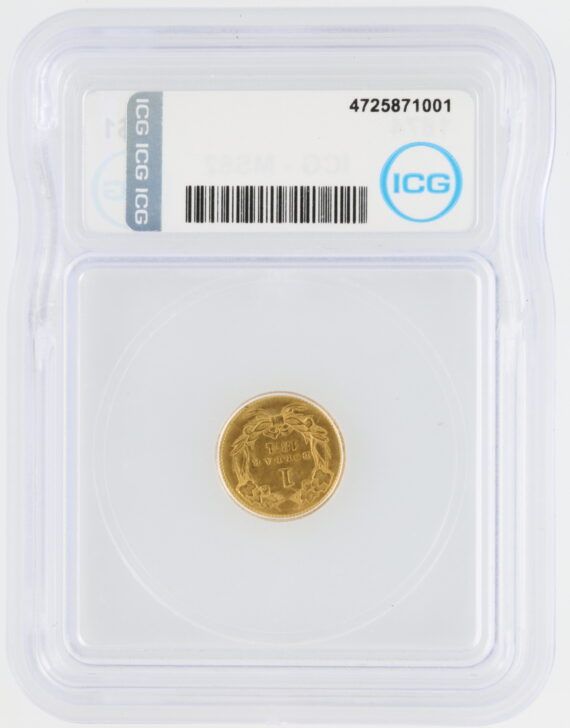 1874 Type 3 Gold Dollar ICG MS62 G$1 Large Head - Image 3