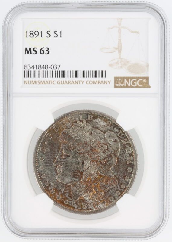 1891-S Morgan Silver Dollar NGC MS63 Toned S$1