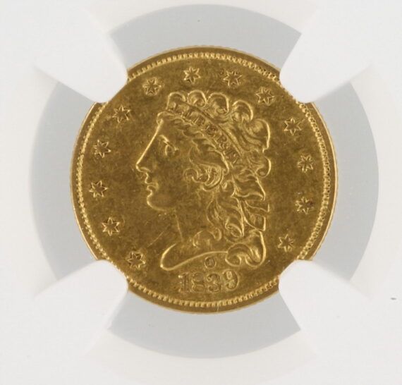 1839-O Classic Head NGC AU55 $2.5 88001 obv-zm