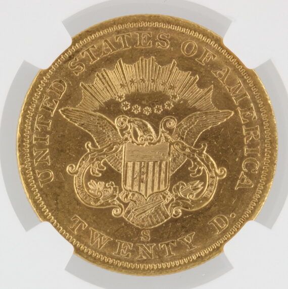1855-S Double Eagle NGC AU55 $20 Liberty Head - Image 4