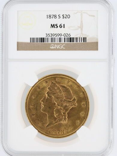 1878-S Double Eagle NGC MS61 $20 Liberty Head