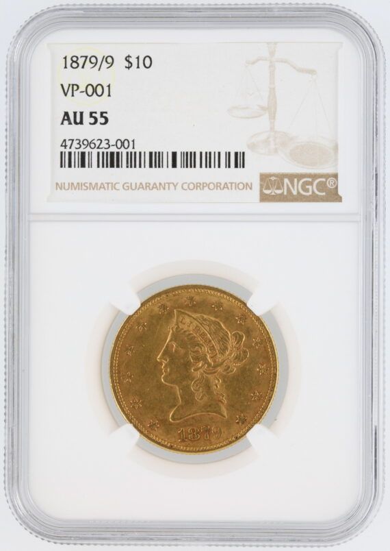 1879/9 VP-001 Liberty Head Gold Eagle NGC AU55 $10