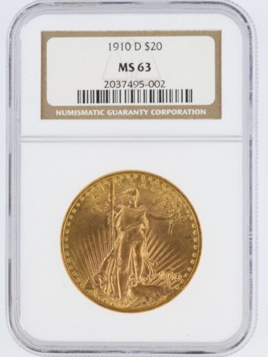1910-D Saint Gaudens NGC MS63 $20 Double Eagle