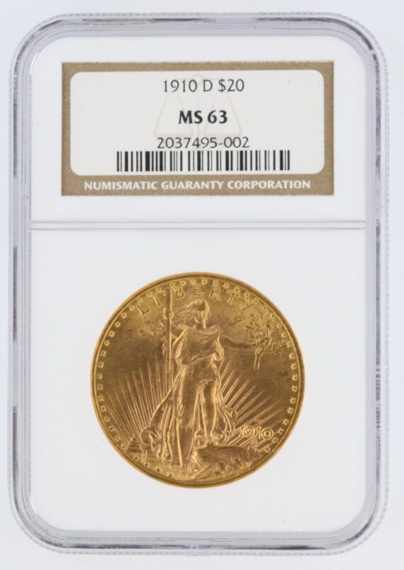 1910-D Saint Gaudens NGC MS63 $20 Double Eagle