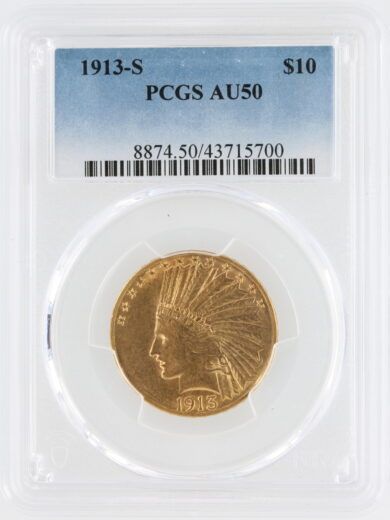 1913-S Gold Eagle PCGS AU50 $10 Indian Head