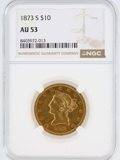 1873-S NGC AU53 Liberty Head Gold Eagle $10