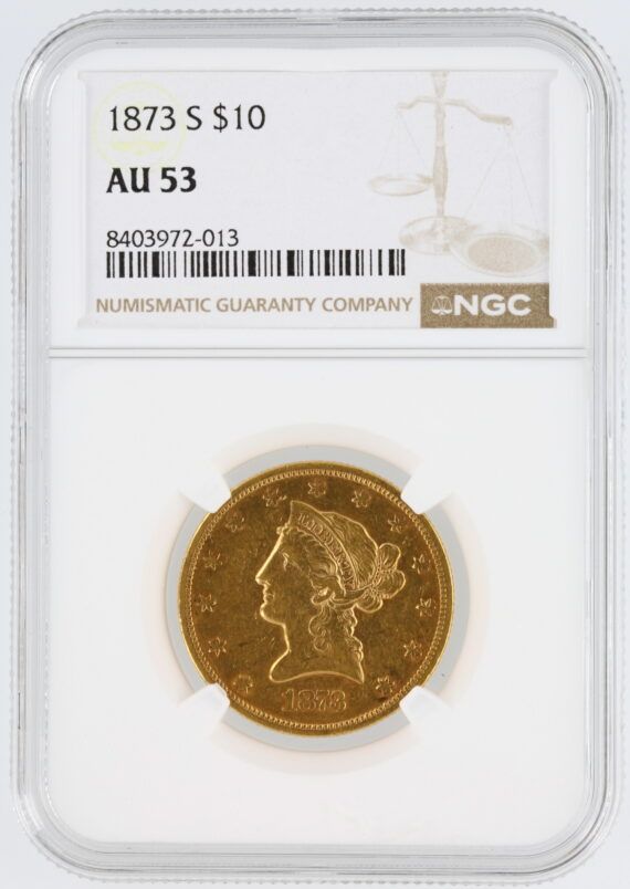 1873-S NGC AU53 Liberty Head Gold Eagle $10