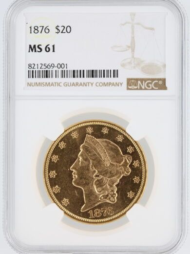 1876 Double Eagle NGC MS61 $20 Liberty Head