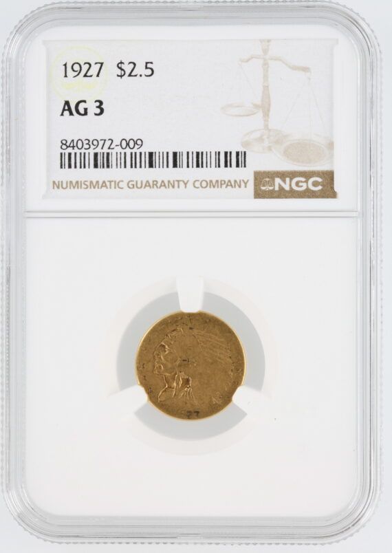 1927 Quarter Eagle NGC AG3 $2.50 Indian Head
