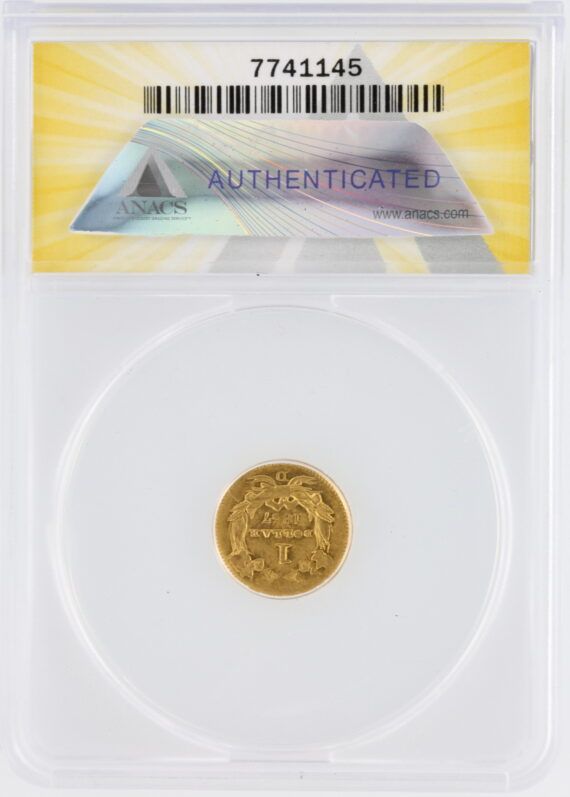 1857-D Type 3 Indian Princess Large Head Gold Dollar ANACS AU50 Cleaned Details G$1 - Image 3