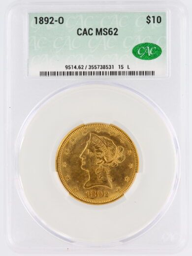 1892-O CAC MS62 Liberty Head Gold Eagle $10