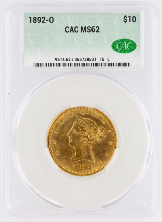 1892-O CAC MS62 Liberty Head Gold Eagle $10