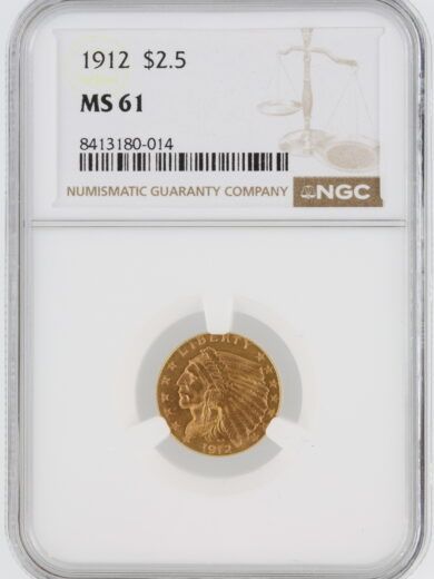 1912 Quarter Eagle NGC MS61 $2.50 Indian Head