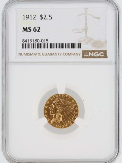 1912 Quarter Eagle NGC MS62 $2.50 Indian Head