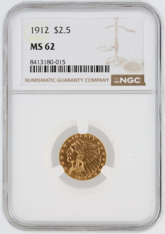 1912 Quarter Eagle NGC MS62 $2.50 Indian Head