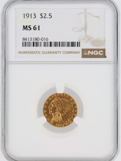 1913 Quarter Eagle NGC MS61 $2.50 Indian Head