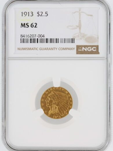 1913 Quarter Eagle NGC MS62 $2.50 Indian Head
