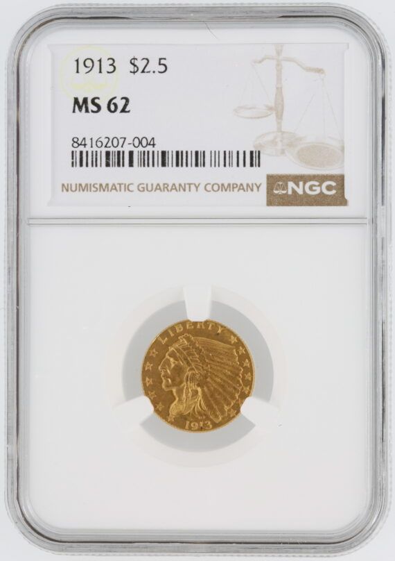1913 Quarter Eagle NGC MS62 $2.50 Indian Head
