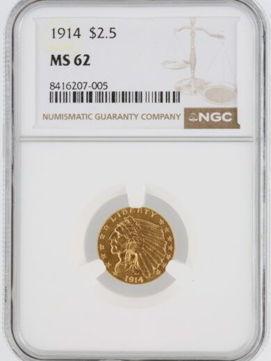 1914 Quarter Eagle NGC MS62 $2.50 Indian Head