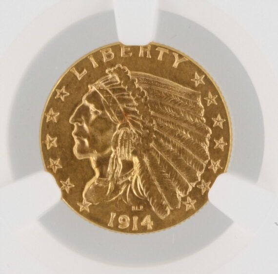 1914 Quarter Eagle NGC MS62 $2.50 Indian Head - Image 2