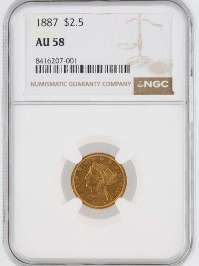 1887 Quarter Eagle NGC AU58 $2.50 Liberty Head