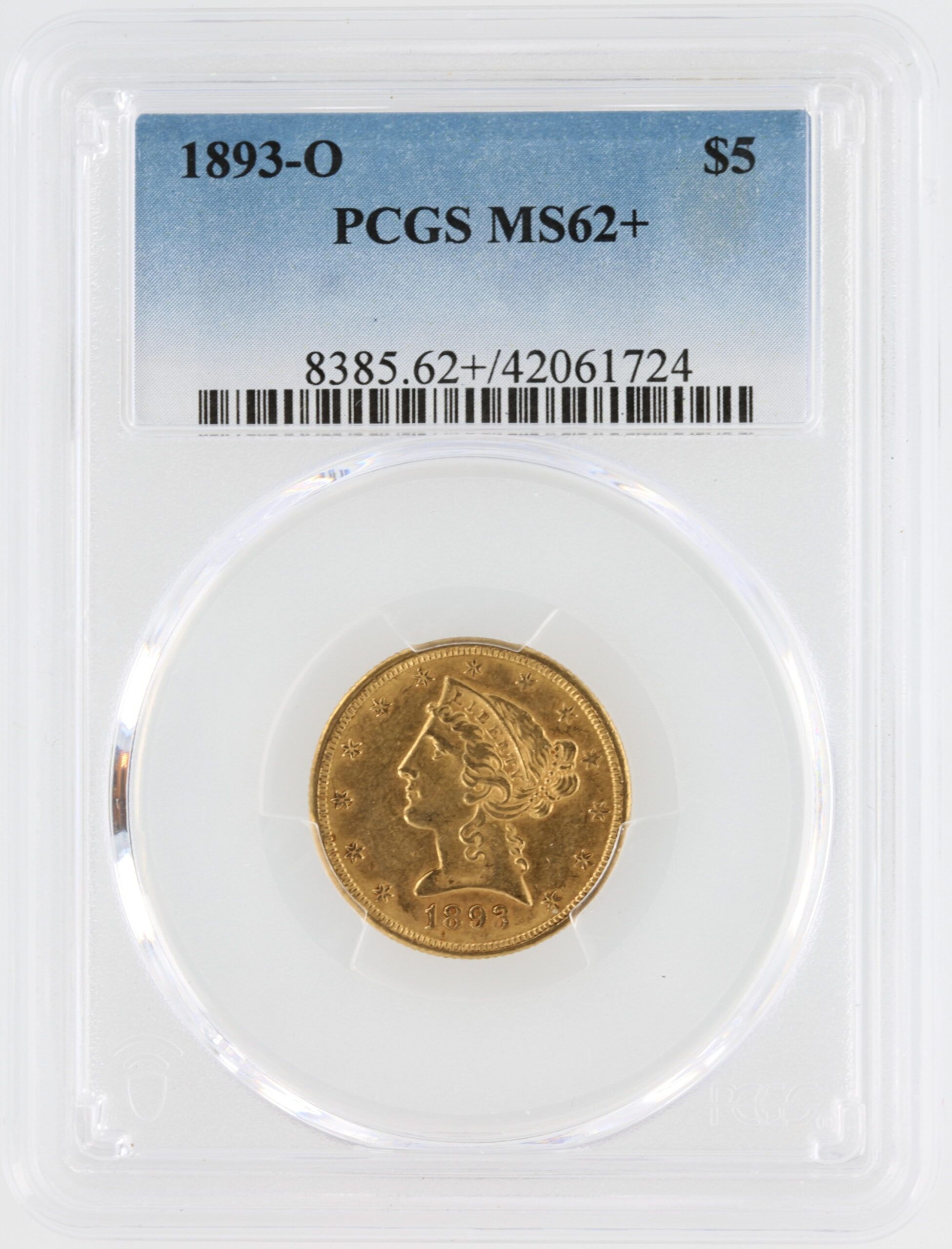 1893-O Half Eagle PCGS MS62+ $5