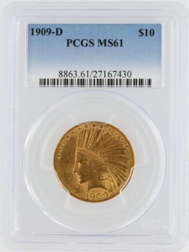 1909-D Gold Eagle PCGS MS61 $10 Indian Head