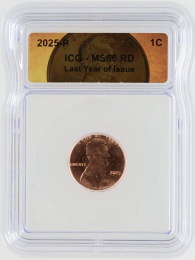 2025-P Last Year of Issue ICG MS66 RD 1C Penny Lincoln Cent