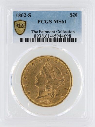 1862-S PCGS MS61 $20 4698 obv